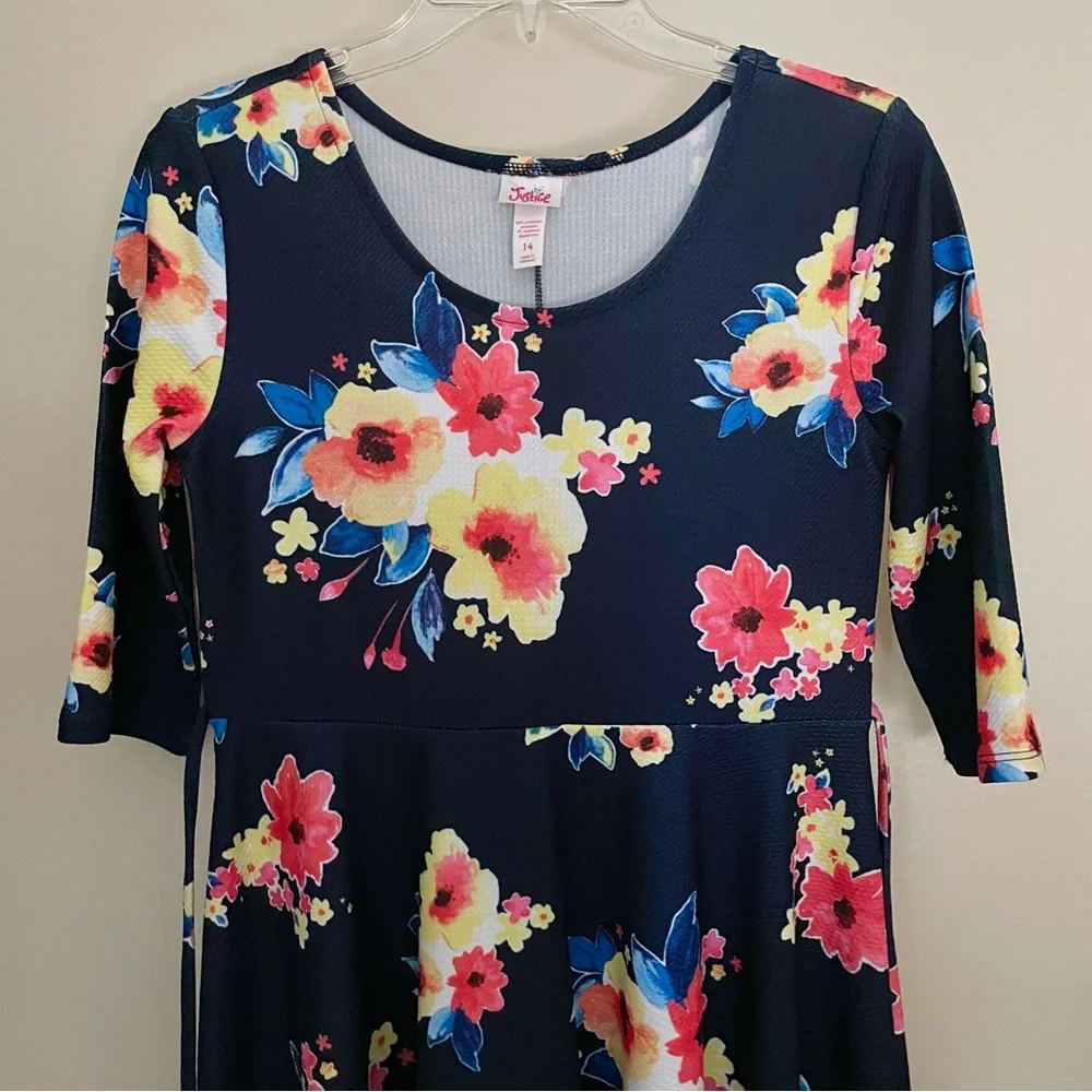 Justice Navy and Multicolor Floral Dress